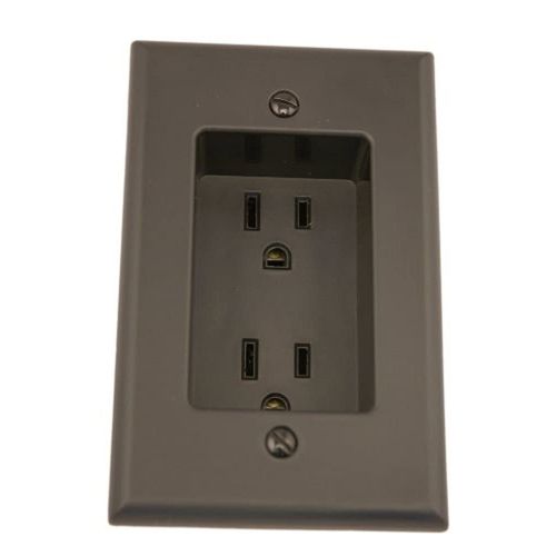 Leviton 689-E 15 Amp 1-Gang Recessed Duplex Receptacle, Residential Grade, with Screws Mounted to Housing, Black, 1 Pack