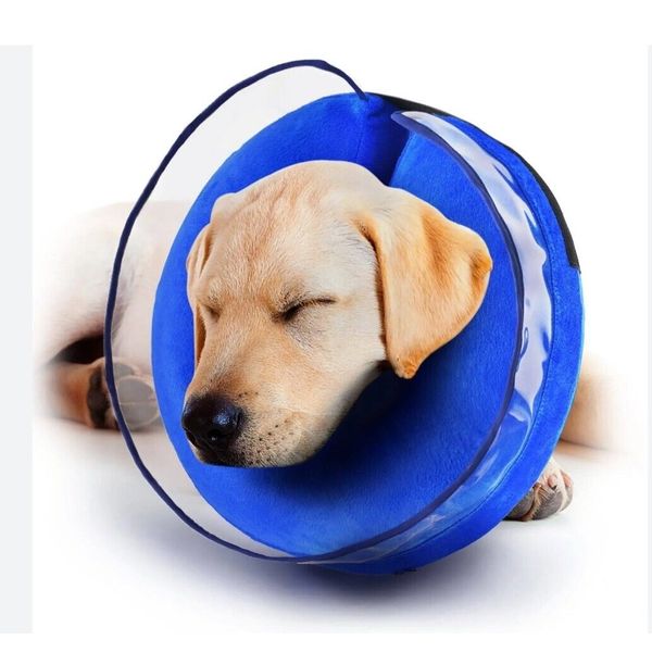 Zeaxuie Soft Inflatable Dog Cone Collar Dogs After Surgery size 3 medium M blue