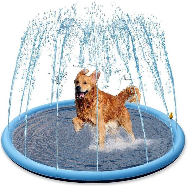 Splash Sprinkler Pad for Dogs, 59" Pet Swimming Pool, Backyard Playset, Blue