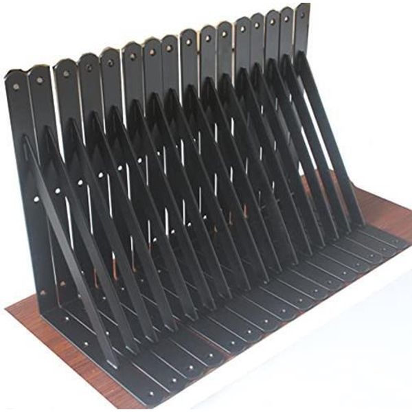 12 Pack L11" x H 8" Black Heavy Duty Shelf Brackets with Screws Metal Shelf