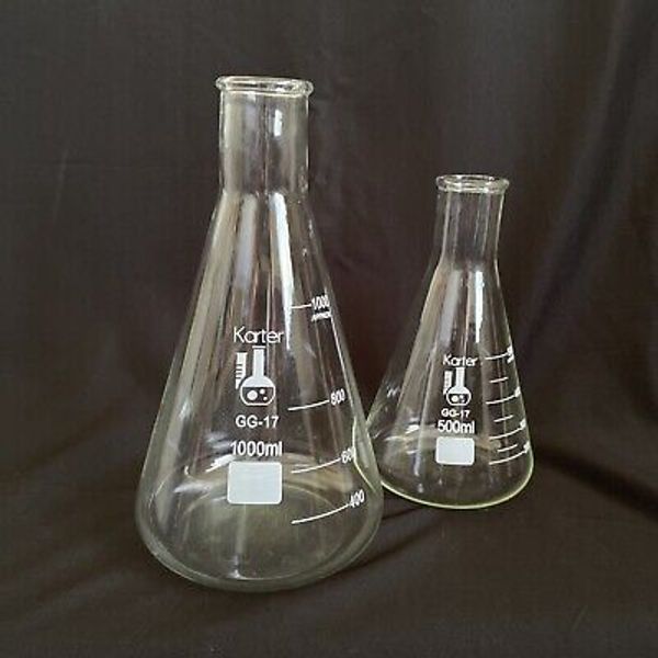 Karter Large 1000mL  Glass  Beaker  Flask & 500 Ml Beaker Glass Flask Laboratory