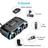 3 Way Cigarette Lighter Socket Splitter, Dual USB Car Charger, Power Adapter 12V