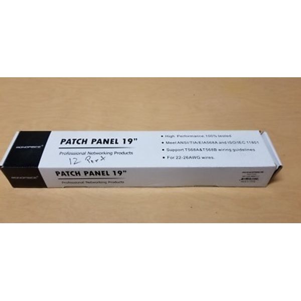 Monoprice 19" 12 Port Patch Panel MP-C6U8BBH12 7252