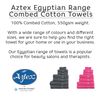 aztex Egyptian Range, 100% Cotton Towels - Hand Towel, White