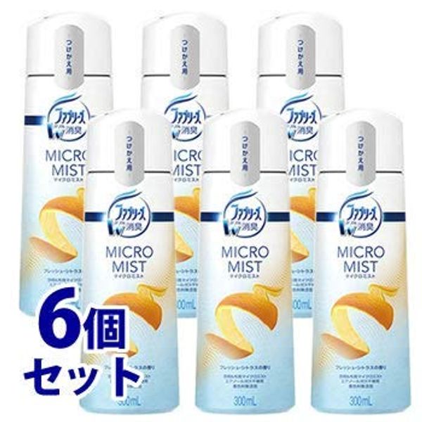 [Sold as a Set] P&G Febreze Micro Mist Fresh Citrus Scent, Refill (10.1 fl oz (300 ml) x 6 Piece Set, Replacement, Deodorizing Spray for Space and Cloth