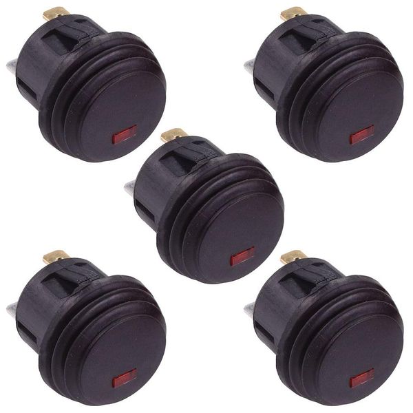 Red Dot On-Off 12V illuminated Push Button Switch 20A Electronics (Pack of 5)
