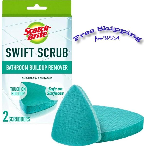 Swift Scrub Bathroom Buildup Remover Cleaner Scrubber Pads Safe on Surfaces -2pc