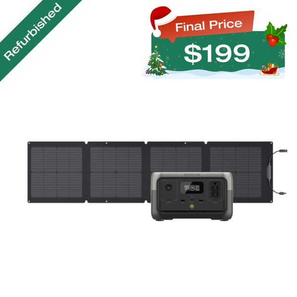 EcoFlow Solar Generator RIVER 2 256Wh+110W Solar Panel Certified Refurbished