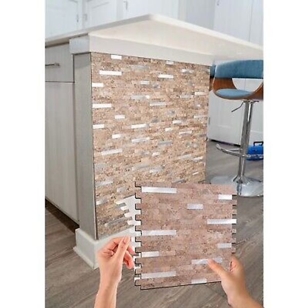 10 pcs Peel and stick PVC Aluminum backsplash wall tiles self adhesive 12"X12"