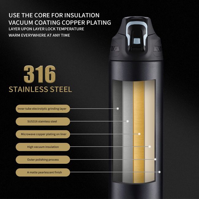 316 Stainless Steel Thermos Bottle Large Capacity Vacuum Flask