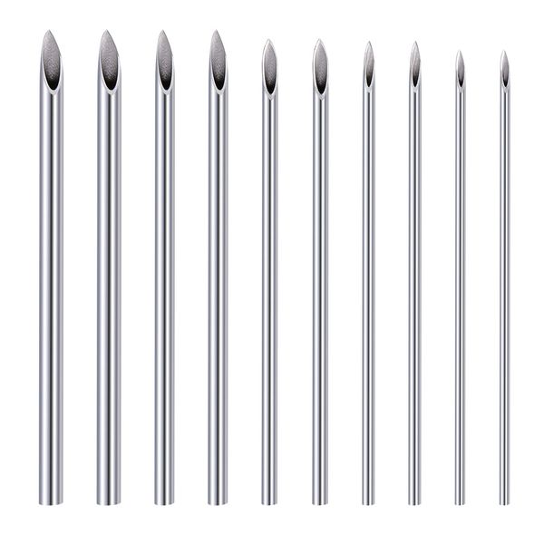 JIESIBAO 10PCS Mixed Piercing Needles, 12G 14G 16G 18G 20G Hollow Piercing Needles Stainless Steel Disposable Sterile for Nose Septum Ear Belly Button Nipple Tongue Lip Eyebrow Piercing