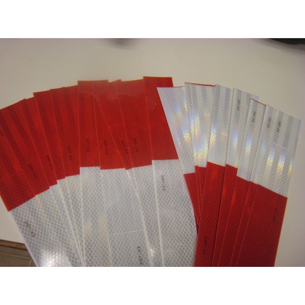 WHITE RED Reflective   Conspicuity Tape 20 Strips 2" X  -12" DOT-C2