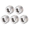 uxcell Hex Countersunk Plug Stainless Steel Pipe Fitting NPT Male Thread Socket Pipe Adapter Connector 1/2NPT, 5_pcs