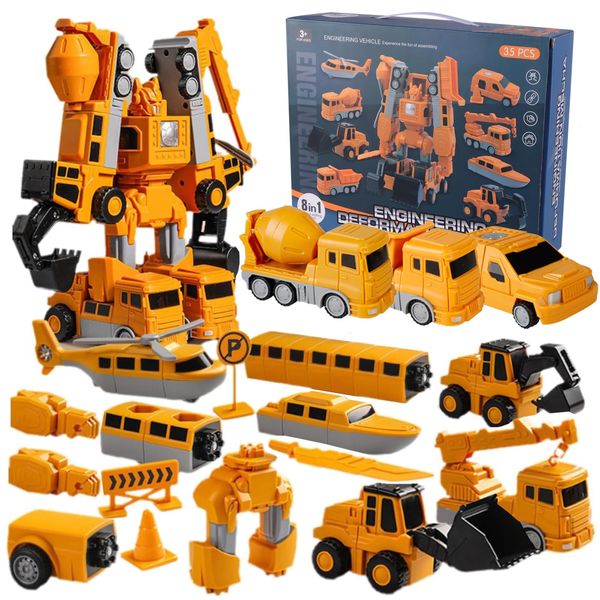 Magnetic Transform Engineering Car Assembled Toys, Construction Vehicles with Storage Box, Toys for Toddlers 3-4 Magnetic Blocks for Kids Age 3-5 4-8 Outdoor Toddler Activities Toys (35 Pieces)