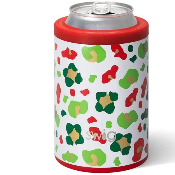 Swig Life Standard Can + Bottle Cooler, Stainless Steel, Dishwasher Safe, Triple Insulated Can Sleeve for Standard Size 12oz Cans or Bottles in Jingle Jungle Christmas Holiday Print