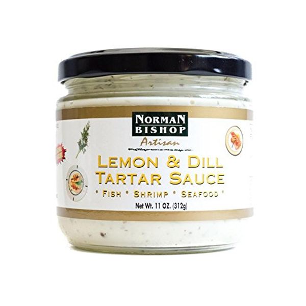 Norman Bishop Lemon and Dill Tartar Sauce, 8.5 oz. Bottle. Great For Fish, Seafood, Shrimp, Dipping