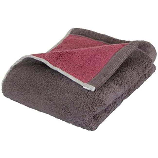 DAIRY PRAIRIE Reversible Face Towel, Charcoal Gray/Dusty Pink, Made in Japan, Imabari, Fluffy, Soft