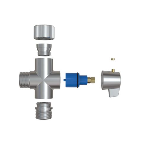 3-way Aquaus Brass Diverter Valve - Easily Connect to 1/2'' shower or RV Pipe Threads