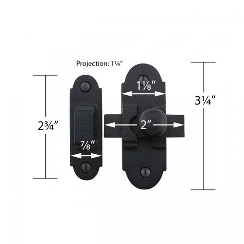 Black Slide Bolt Door Latch 3.25"x1.25" Wrought Iron Pack of 4 Renovators Supply
