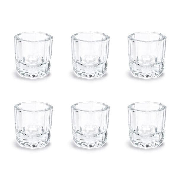 KADS 6 Pack Dappen Dish Cups for Nail Art Acrylic Liquid - Clear Glass Nail Monomer Liquid Bowl Dappen Dish Acrylic Powder Holder, Acrylic Glass Jar for Nails…