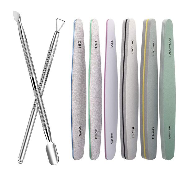 Nail File Nail File Set of 8 Sponge Nail File Nail Polish Cuticle Pusher Double Sided Cuticle Treatment Gel Nail Nail Care Set 150 180 240 100/180 220/280 1000/4000