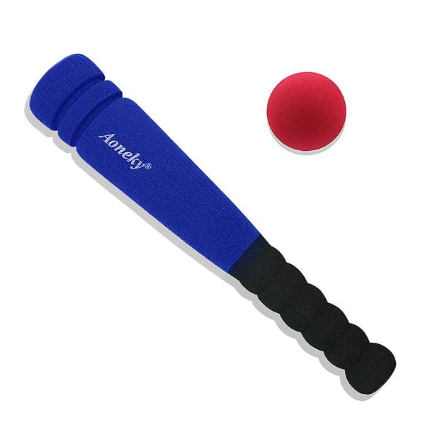 Aoneky Min Foam Baseball Bat and Ball for Toddler - Indoor Soft Super Safe T Ball Bat Toys Set for Kids Age 1 Years Old, Best Gift for Children, 11.8 inch (Blue)