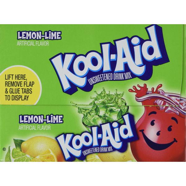 Kool-Aid Lemon Lime Unsweetened Soft Drink Mix, 0.13 Oz (Bonus Pack of 50 Packets)