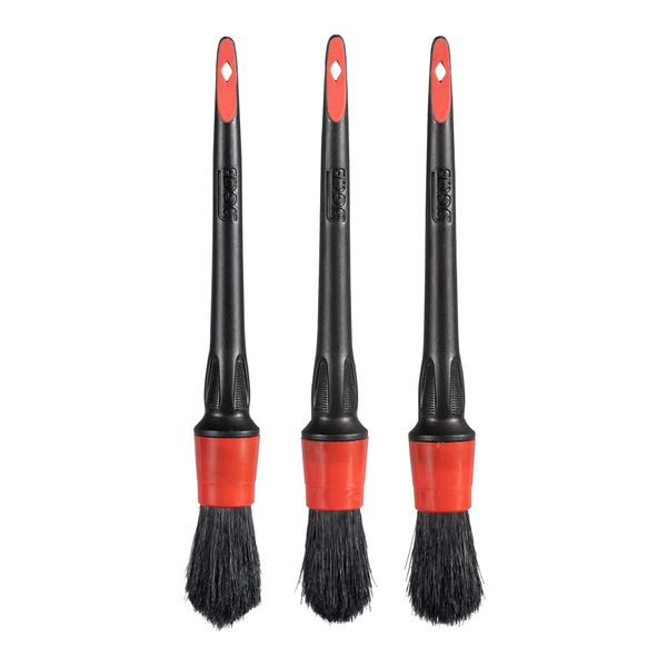 SGCB 3 Pcs Pro Soft Car Detailing Brush Set - Boars Hair Detail Brush Automotive Cleaning Brush Wet & Dry Use Anti-Chemical Scratch Free Car Cleaning for Interior Leather Dashboard Air Vent Wheel