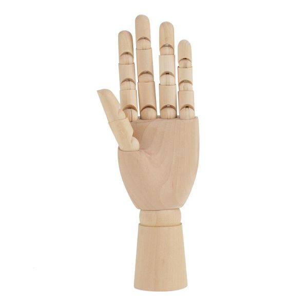 Wooden Hand Model, Flexible Moveable Wooden Women Mannequin Hand Artist Model Jointed Articulated Wood Sculpture for Sketching Drawing Painting Artwork Home Office Desk Decoration(10 "Left Hand)