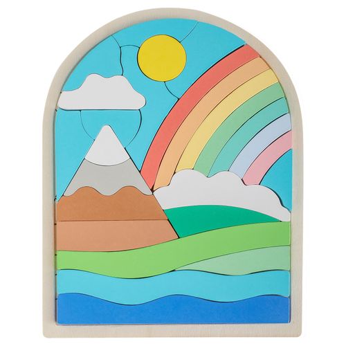 Lasoba Kids Puzzles Ages 3-5, Wooden Puzzles for Toddlers 3-5, Color Shapes Puzzles for Kids Ages 4-6, Toddler Puzzles Montessori Toys for 3 Year Old, Great Gifts for 3+ Year Olds (Rainbow)