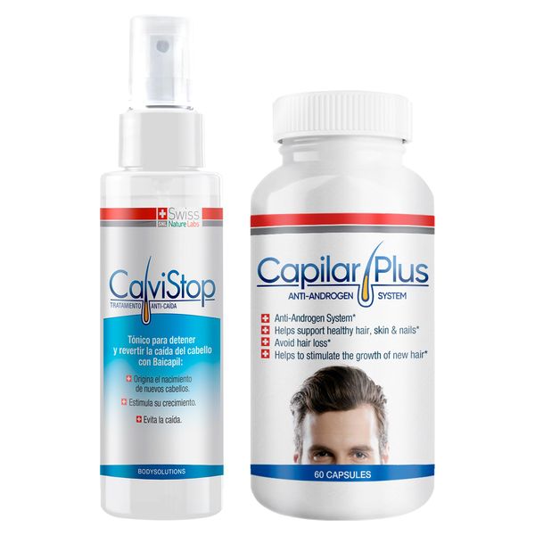 Calvistop Bundle| Serum-capsules | Hair Thickening Spray (4oz) | Ultra Strength Hair Supplement (60 caps) | Hair Loss Prevention and Regrowth - Stimulate Hair Folic. (1)