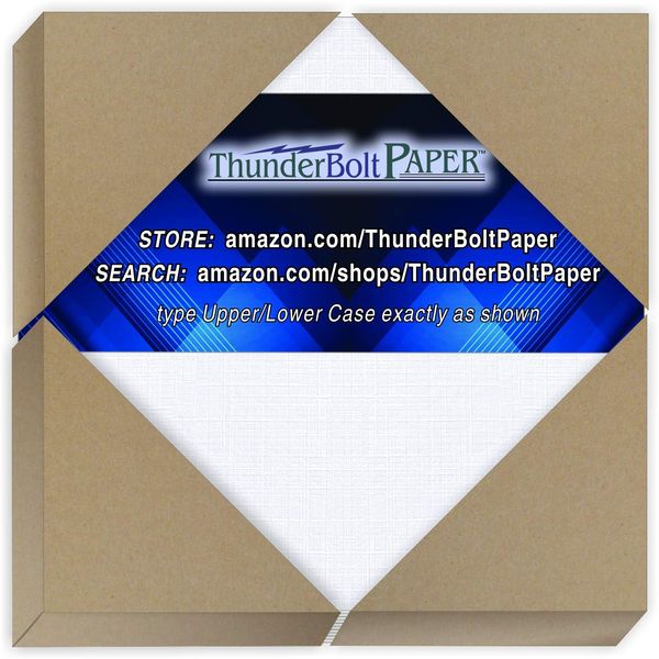 250 Bright White Linen 80# Cover Paper Sheets - 4" X 4" (4X4 Inches) Small Square Card Size - 80 lb/Pound Card Weight - Fine Linen Textured Finish - Quality Cardstock