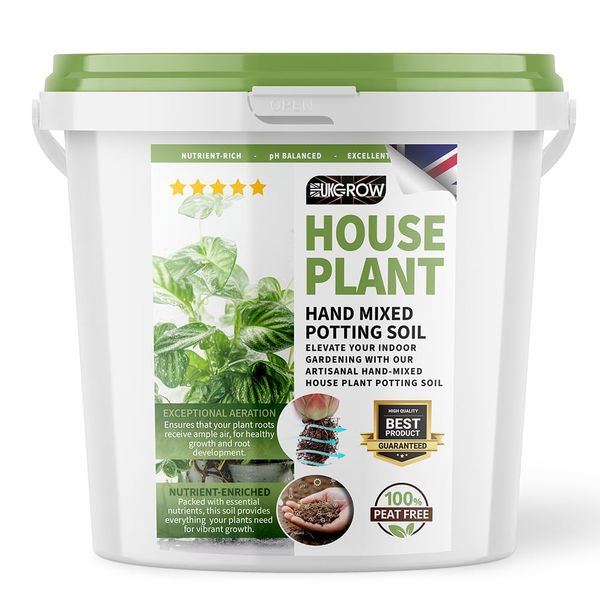 UK GROW Houseplant Potting Mix- 2 Litre - BritanniaBloom: Elevate Your Indoor Garden (STRONG BUCKET)