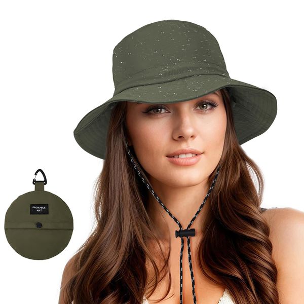 Durio Regenhut Damen Wasserdicht Fischerhut Damen Herren Anglerhut Bucket Hat Sonnenhut Damen Faltbar Tragbar Outdoor Sommerhut Armeegrün