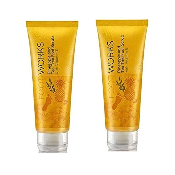 Pack of 2 Avon Foot Works Pineapple & Tea Tree Foot Scrub with Vitamin E - 2 x 75ml