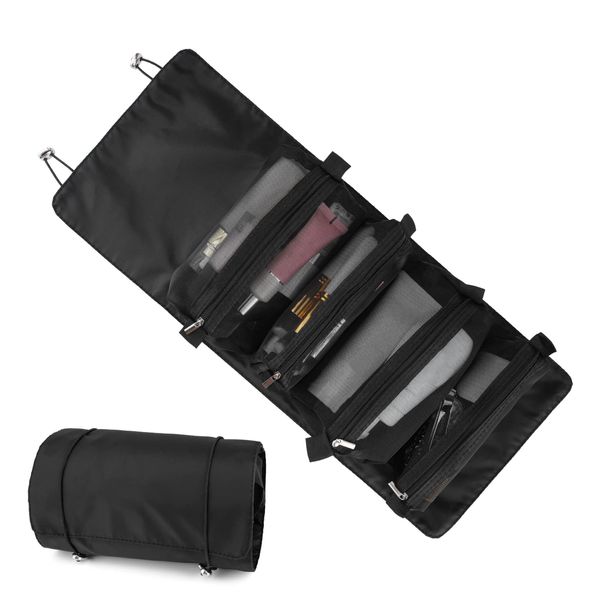 Detachable Cosmefic Bag, 4 in 1 Removable Portable Toiletry Travel Hanging Makeup Bags Organizer,Bathroom Bag for Shower (Black)