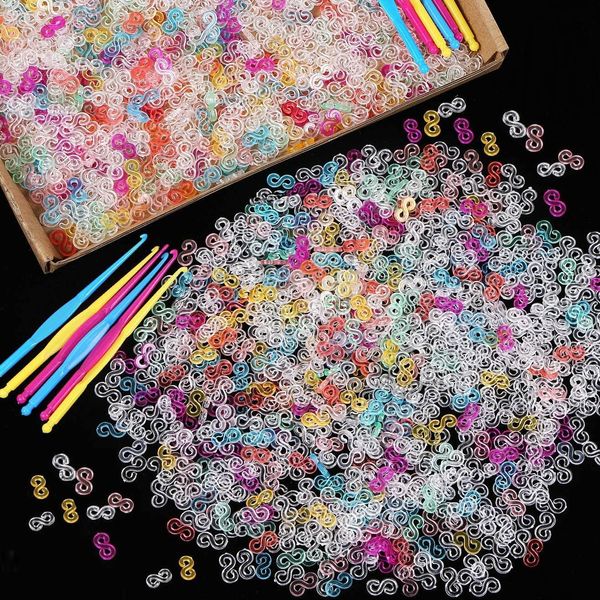 Hartop 580 Pieces S Clips Crochet Hooks DIY for Rainbow Refill Kits Rubber Band Bracelets Clips S Connectors