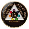Sobriety Chip AA Chakra Circle Bling Crystallized Black Triplate (9 Year)