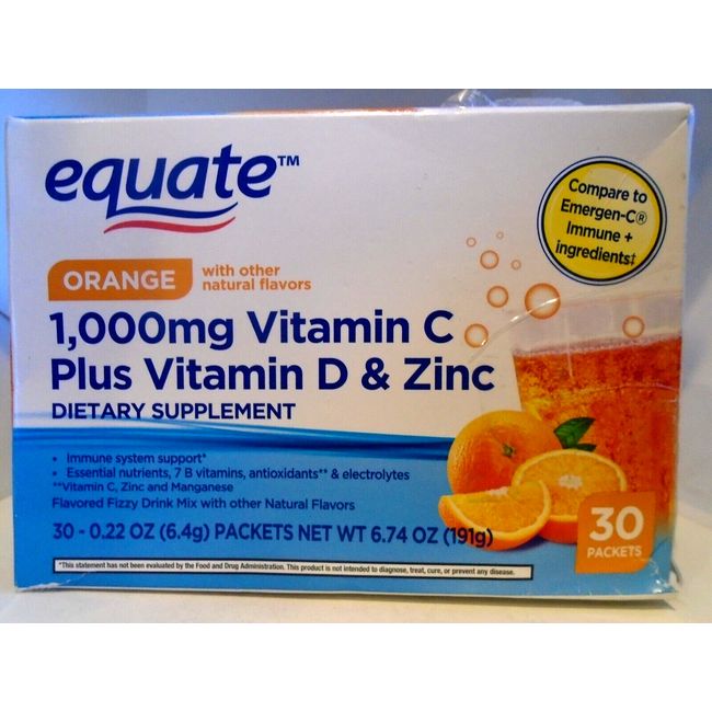 Equate 1,000 mg Vitamin C Plus Vitamin D & Zinc Dietary Supplement - 30 Packets