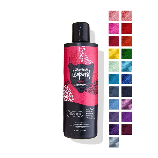 Strawberry Leopard Foxy Semi Permanent Conditioning Hair Color, Repairs and Rejuvenates Hair, All Hair Types and Textures, Vegan, Cruelty-Free, Gluten-Free, 8 Fl. Oz.