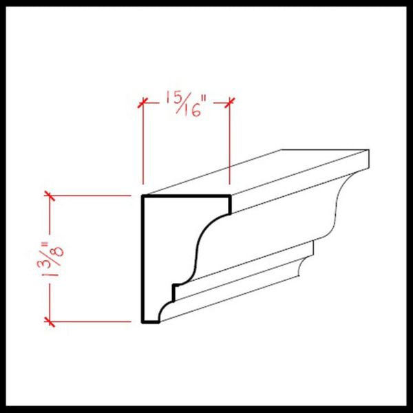 EWSC16 Solid Crown 1-3/8" High x 1" Deep Moulding. Unfinished, Poplar, 42"