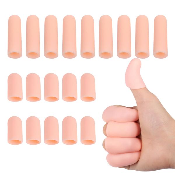 MYHOGOOD 20Pcs Silicone Finger Protectors, 2 Sizes Thumb Protector Finger Cots for Dry Skin, Waterproof Finger Bandage Protector, Nail Protector Finger Caps for Finger Cracking, Wound, Hand Eczema