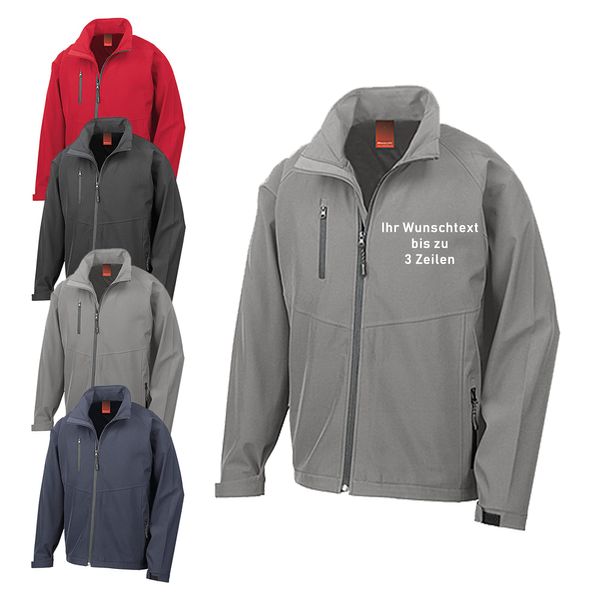 Generisch Softshell-Jacke mit Wunschtext auf der Brust bestickt (Schwarz, XXL)