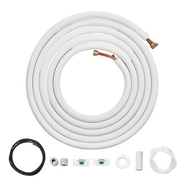 1/4"x1/2" x 25ft Copper Ductless Mini Split Line AC Connection Set Insulated Kit