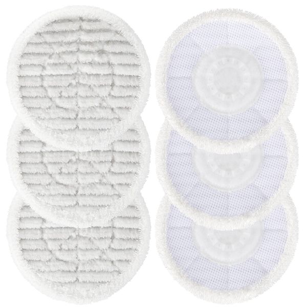 Replacement Steam Mop Pads for Shark S6002UK S7201UK Steam Mop, Reusable Steam & Scrub All-in-One Cleaning Pads, Scrubbing and Sanitizing Rotating Power Pads for All sealed hard floors (6PCS)