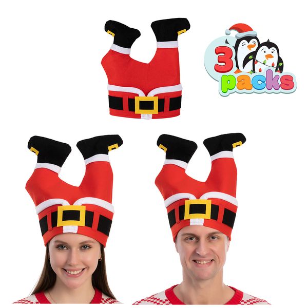 JOYIN 3 Packs Christmas Santa Pants Hats for Funny, Novelty Adult Christmas Hats, Crazy Xmas Hats for Christmas Party, Hat Dress Up Celebrations, Winter Party Favor