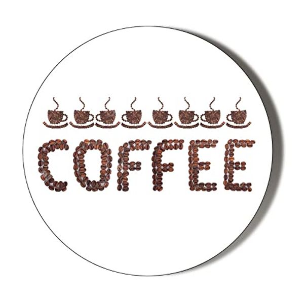 COFFEE LETTERING MADE OF COFFEE BEANS 77mm Handbag or Pocket Make Up Novelty Mirror