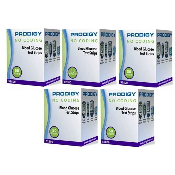 250 Prodigy Diabetic Test Strips in 5 Boxes Exp 1yr+ Free Fast Shipping!! 👍