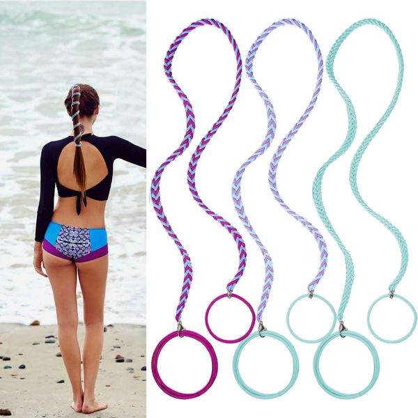 25" Ponytail Holder Hair Ties, Elastic Hair Wrap Braided Long Spirals No Tangle for Beach Sports Motorcycle Swimming Diving Surfing Colorful B