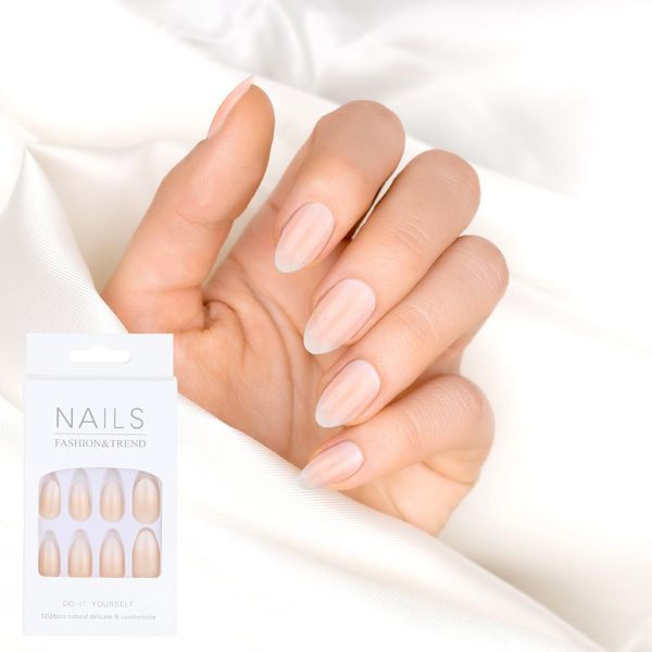 Short Press on Nails, Acrylic Square Fake Nails Nude, Ombre Press on Nails, Stick On Nails for Women, Full Cover False Nails with Nail Glue Adhesive, Press on Nails Kit 8 Sizes